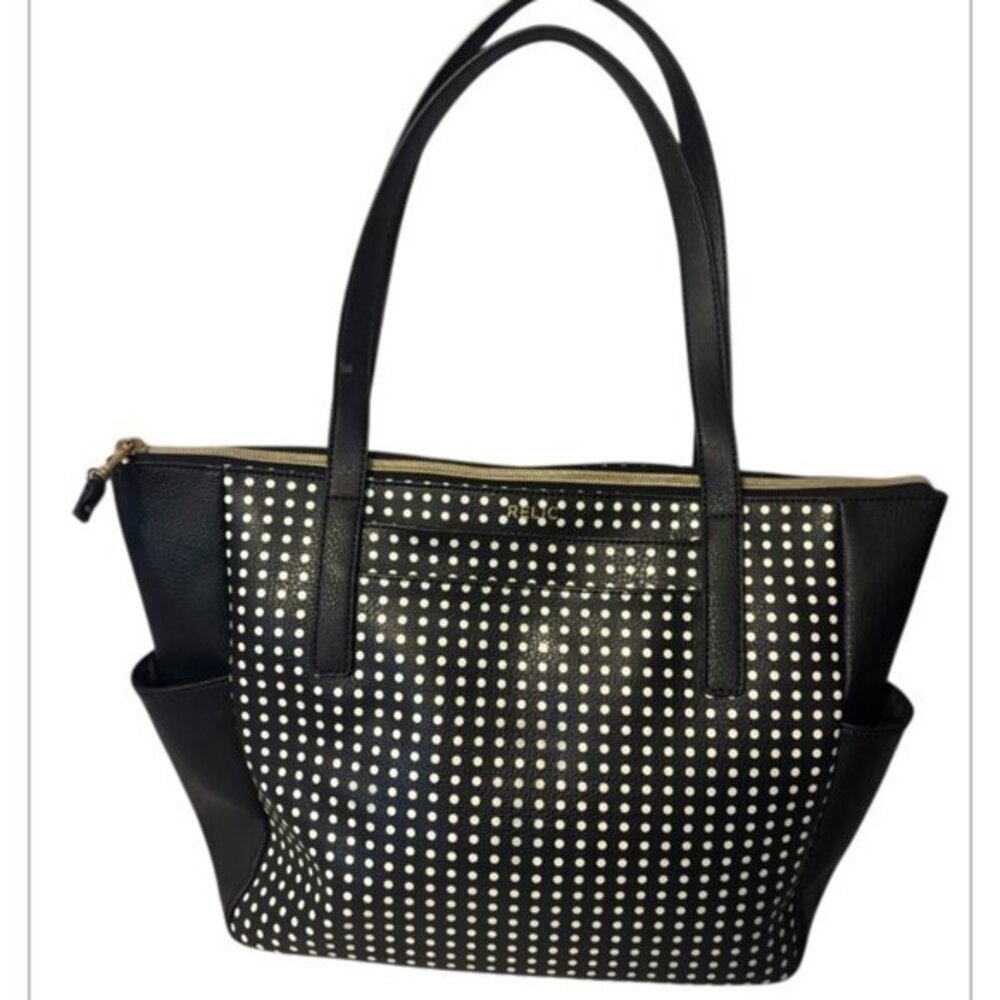 Relic Make Today Great Black & White Polka Dot Shoulder Tote Handbag